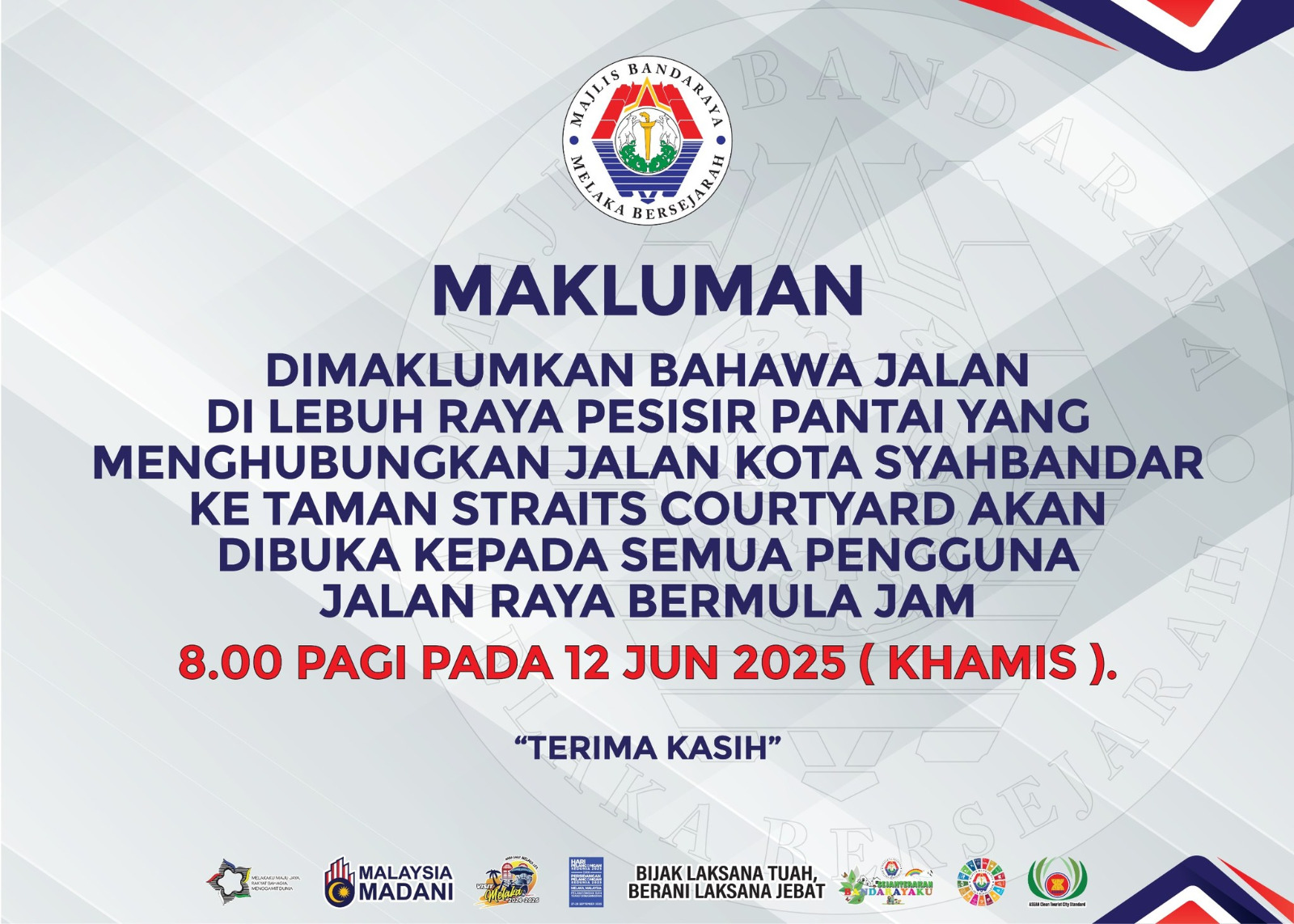 pengumuman pembukaan jalan